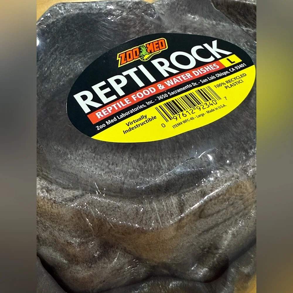 Zoo Med Repti Rock Reptile Food & Water Dishes Large 100% Recycled Plastic New